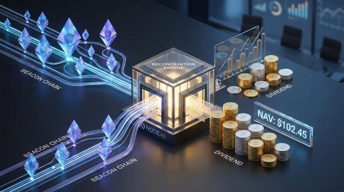 Ethereum ETF staking yield distribution diagram showing NAV impact and audit trail requirements